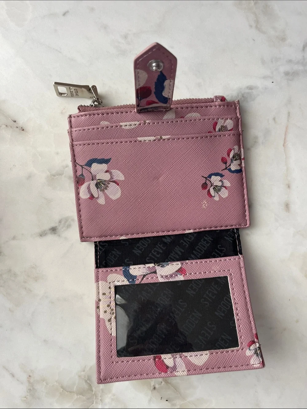 Steve Madden Pink Floral Compact Card Wallet